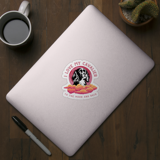 I Love My Cavalier to the Moon and Back - Pink Moon Silhouette by Cavalier Gifts